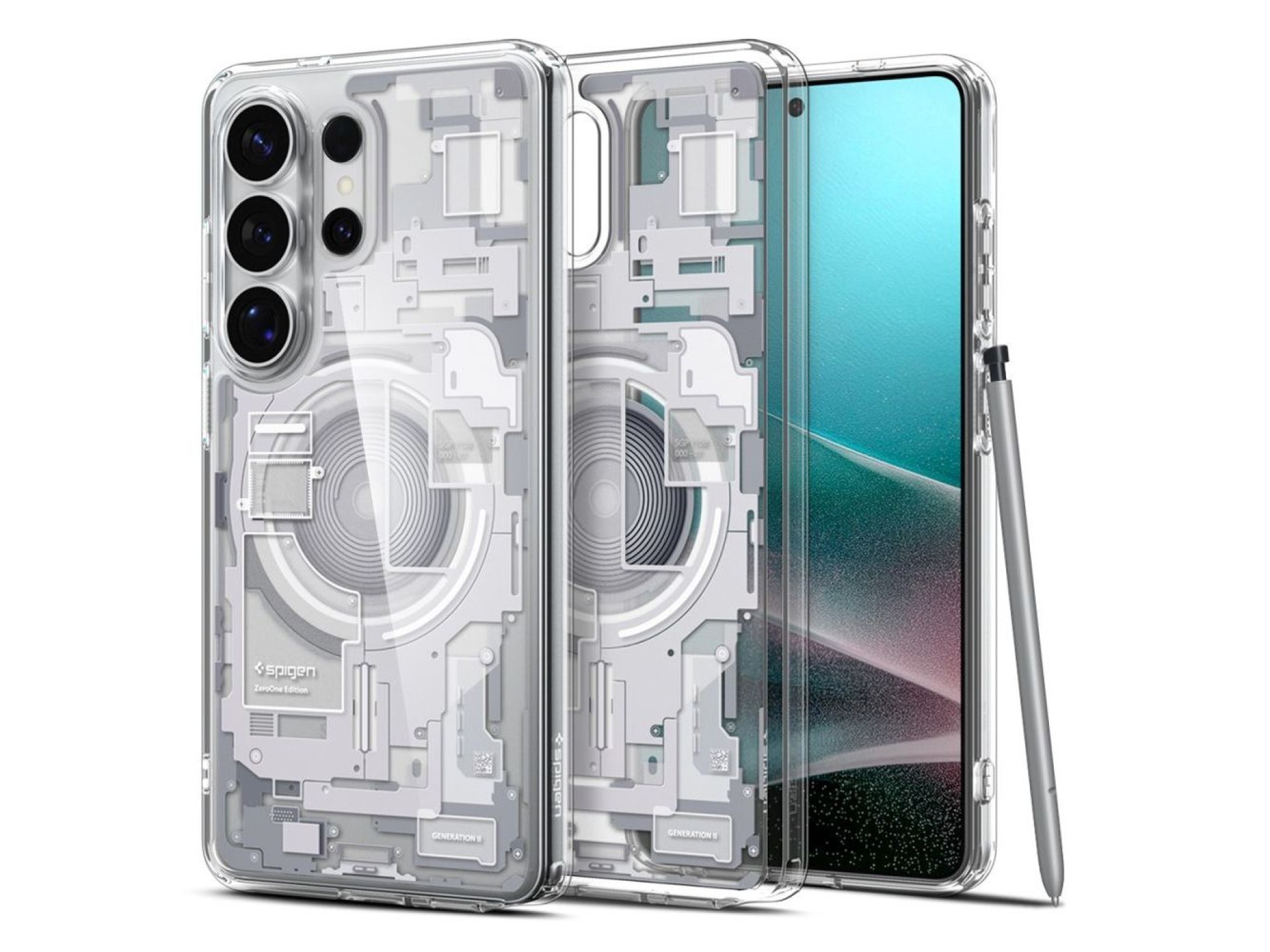 Capa Spigen Ultra Hybrid Mag MagSafe para Samsung Galaxy S26 Ultra Zero One - Transparente e Branca