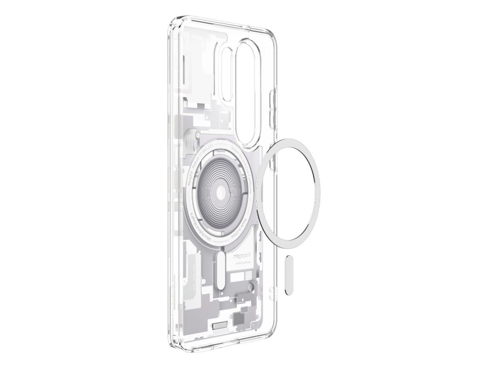 Capa Spigen Ultra Hybrid Mag MagSafe para Samsung Galaxy S26 Ultra Zero One - Transparente e Branca