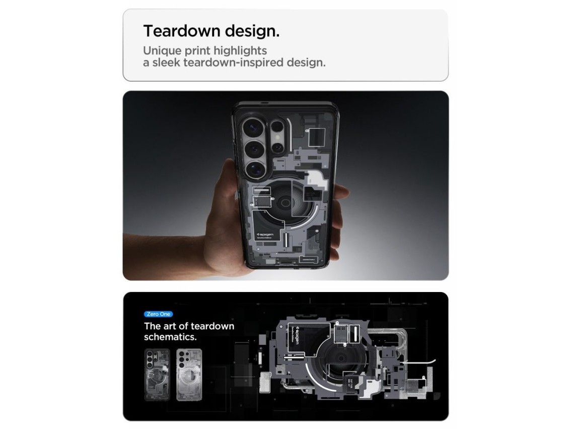 Funda Spigen Ultra Hybrid Mag MagSafe para Samsung Galaxy S26 Ultra Zero One - Negro transparente