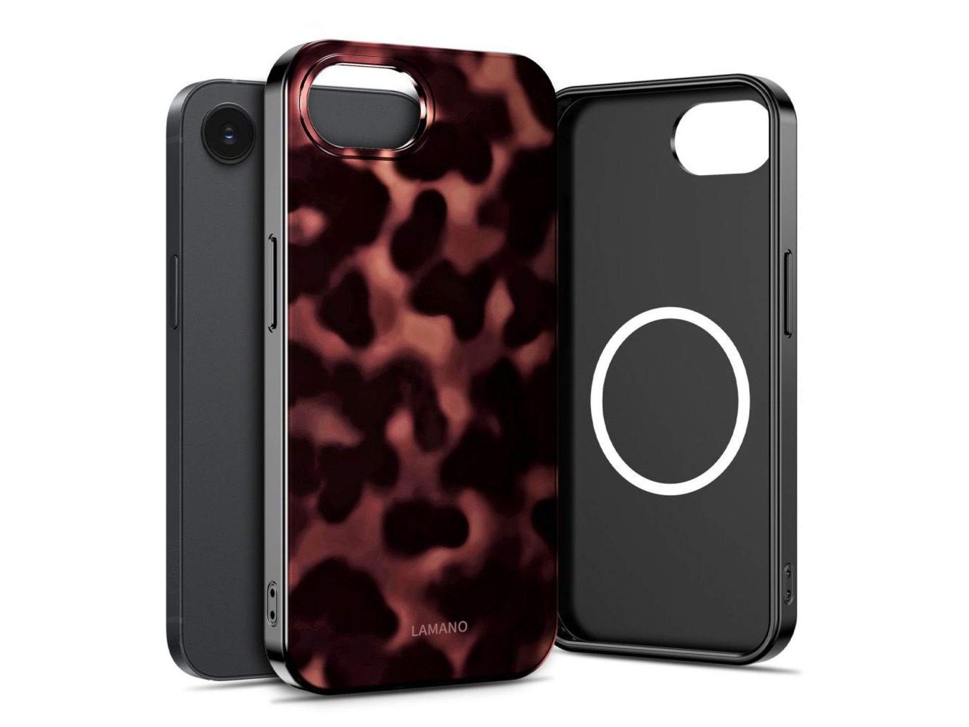 Funda Tech-Protect Lamano MagSafe para iPhone 16e / 17e - negra y marrón