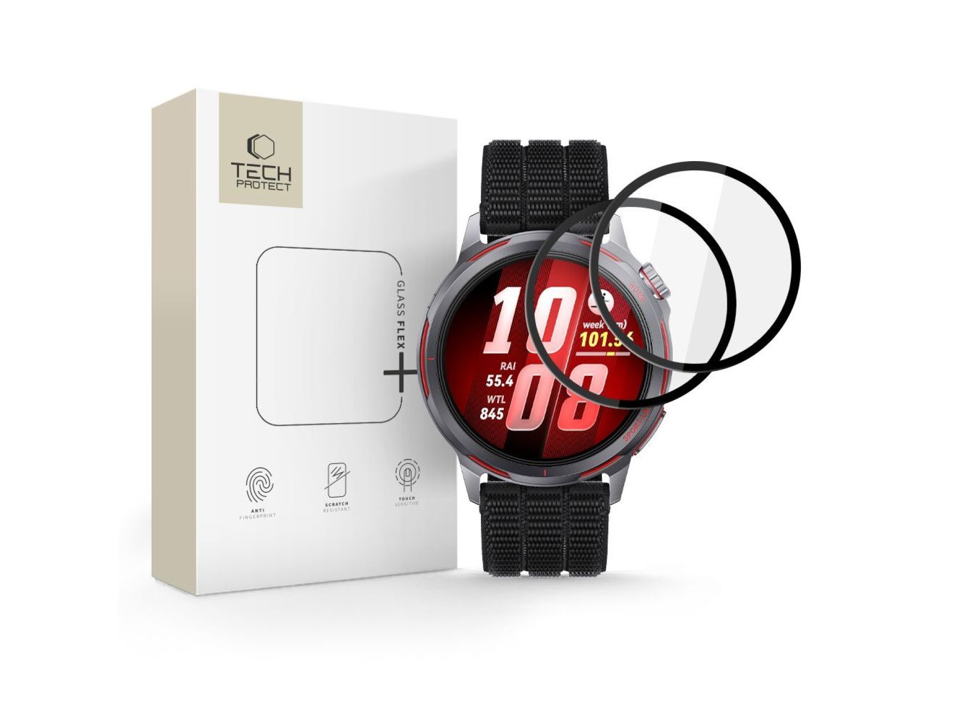 Tech-Protect Glass Flex+ Pacote com 2 Películas Híbridas de Vidro para Huawei Watch GT Runner 2 - Pr