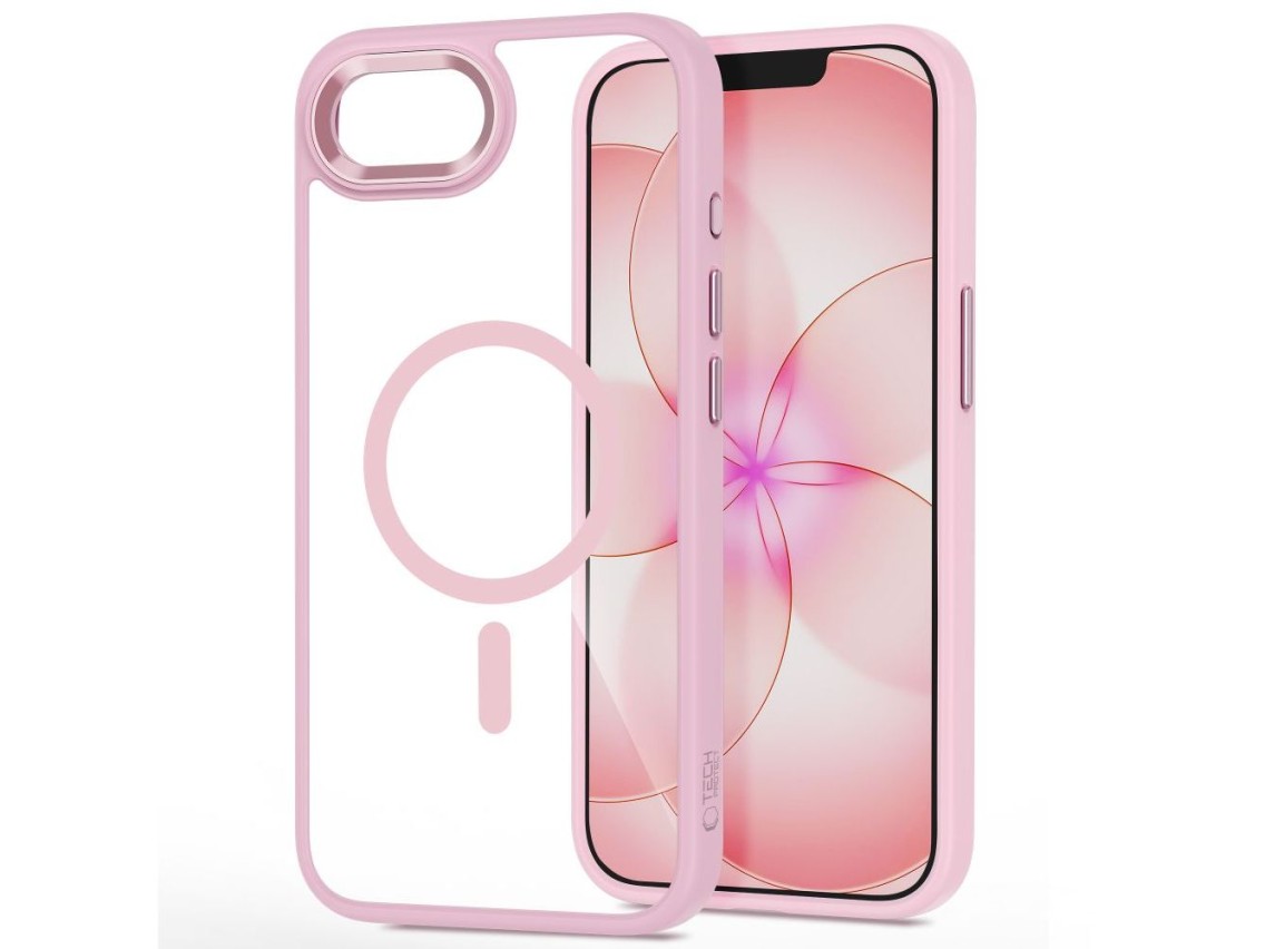 Funda Tech-Protect Magmat MagSafe para iPhone 16e / 17e - Rosa transparente