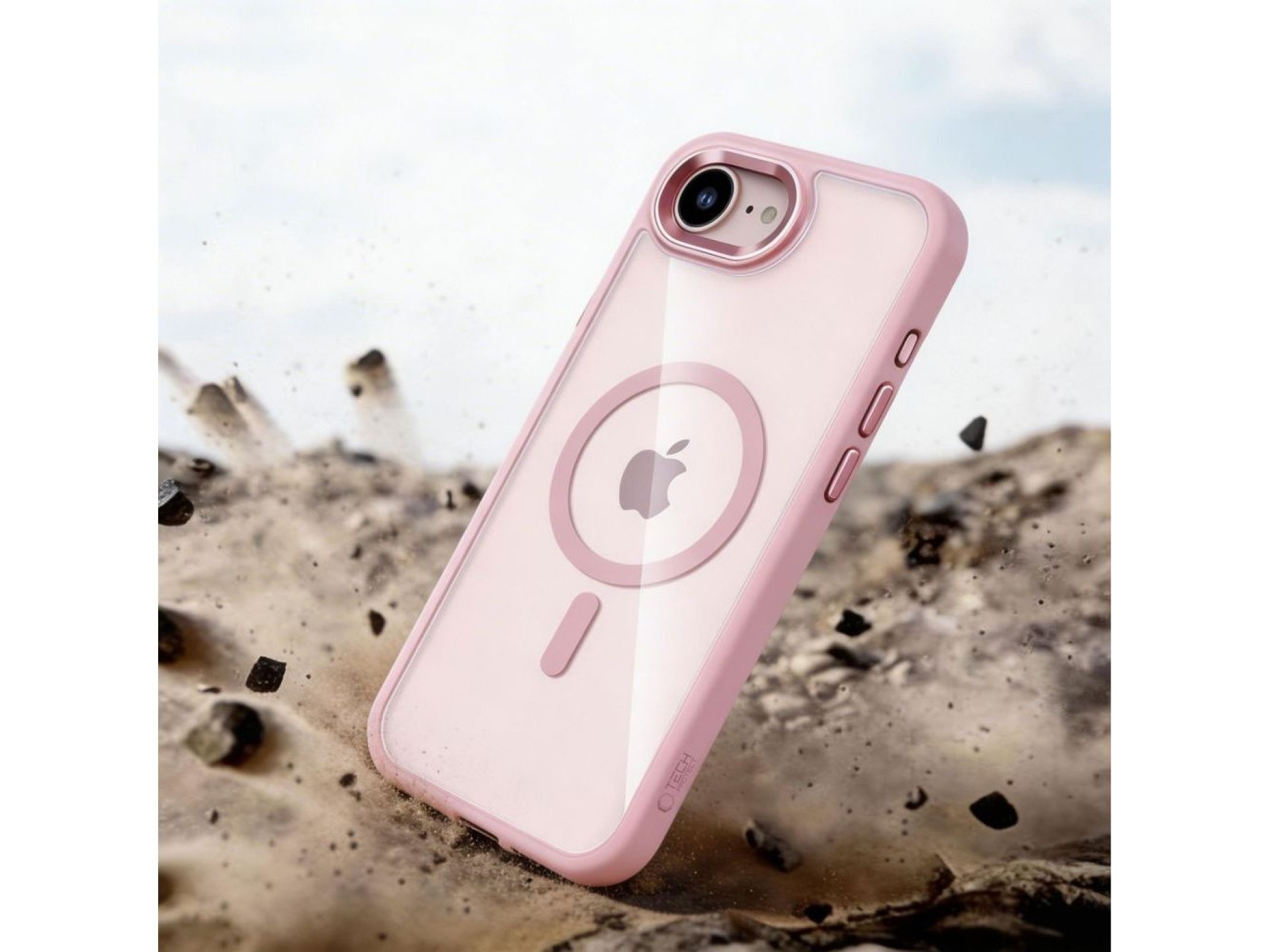 Funda Tech-Protect Magmat MagSafe para iPhone 16e / 17e - Rosa transparente