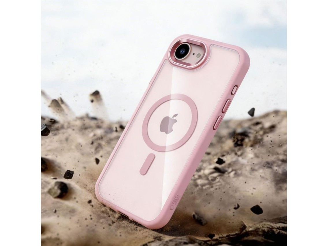 Funda Tech-Protect Magmat MagSafe para iPhone 16e / 17e - Rosa transparente