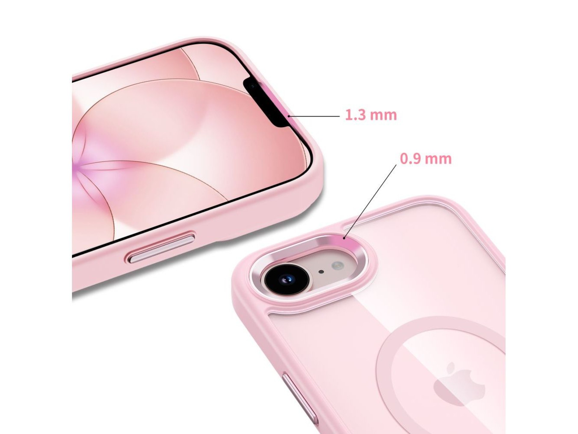 Funda Tech-Protect Magmat MagSafe para iPhone 16e / 17e - Rosa transparente
