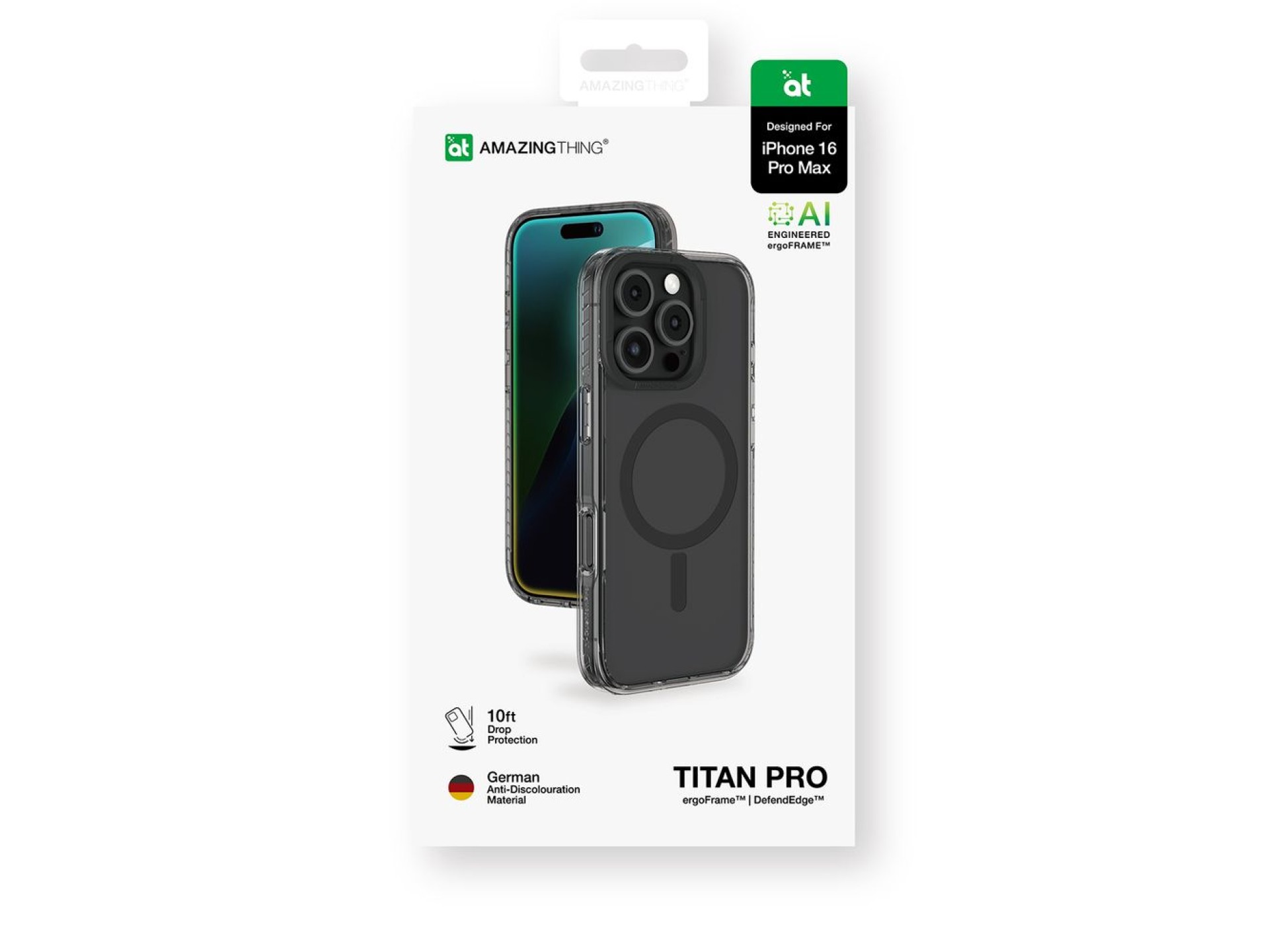 AmazingThing Titan Pro Mag Case with Magnetic Ring for iPhone 16 Pro Max - Black