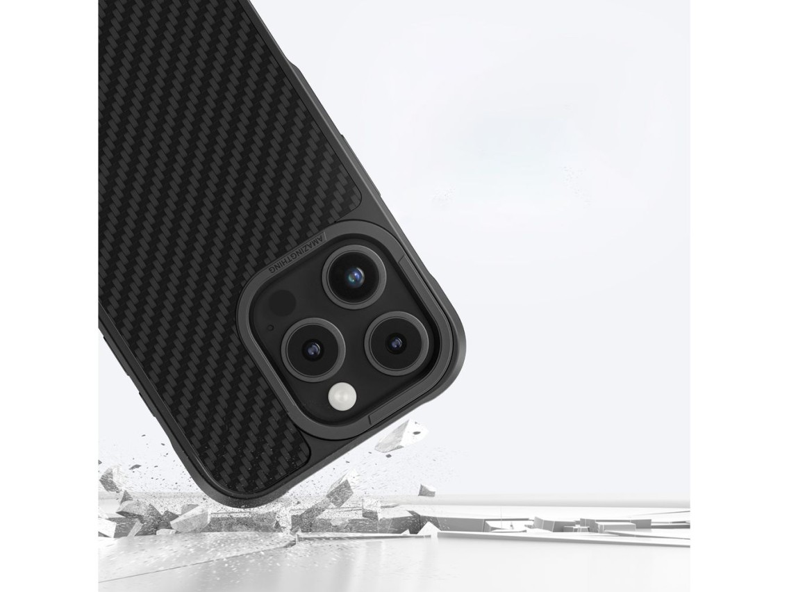 Capa AmazingThing Titan Max com fibras de aramida 1500D para iPhone 16 Pro Max - Preta