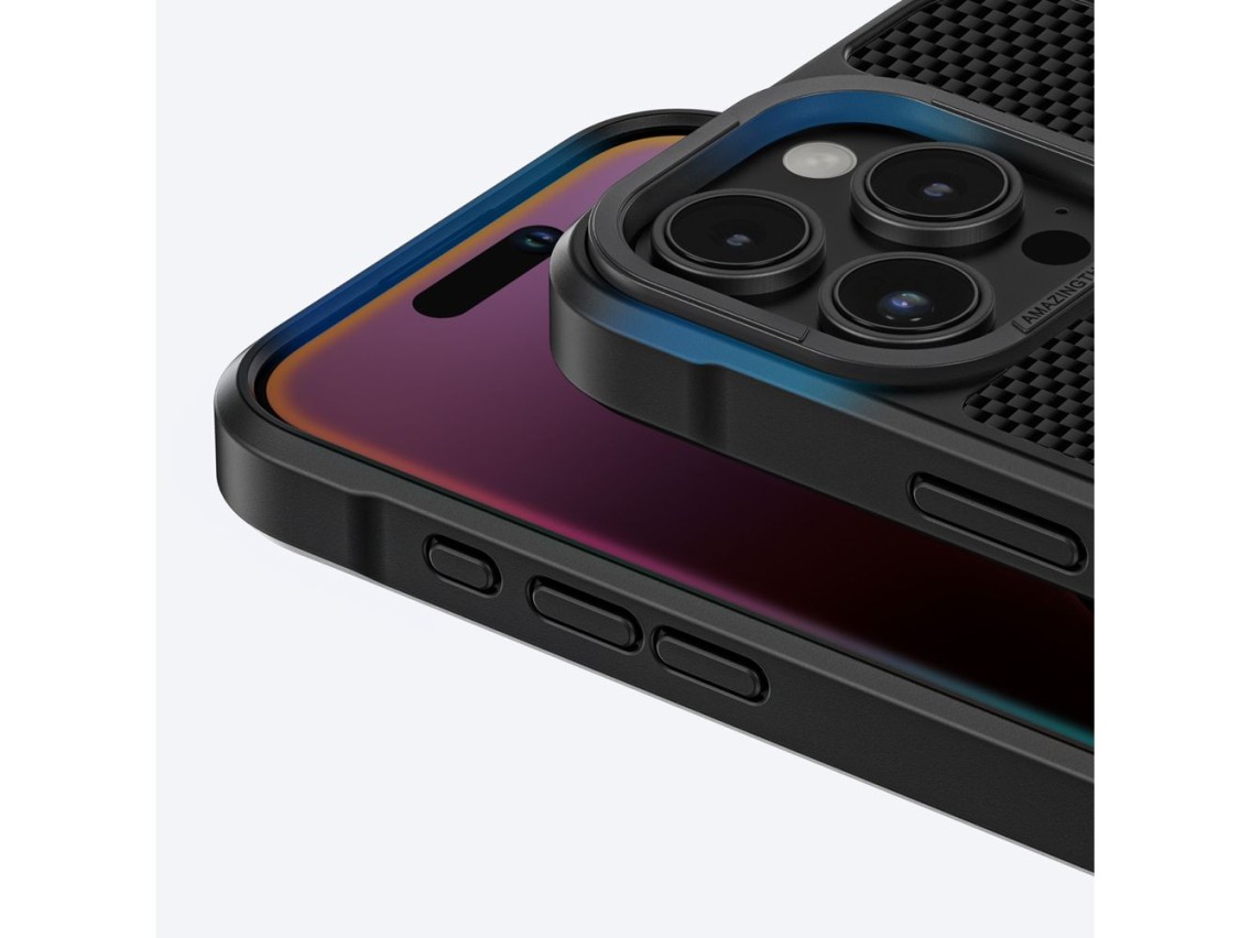 Capa AmazingThing Titan Max com fibras de aramida 600D para iPhone 16 Pro Max - Preta