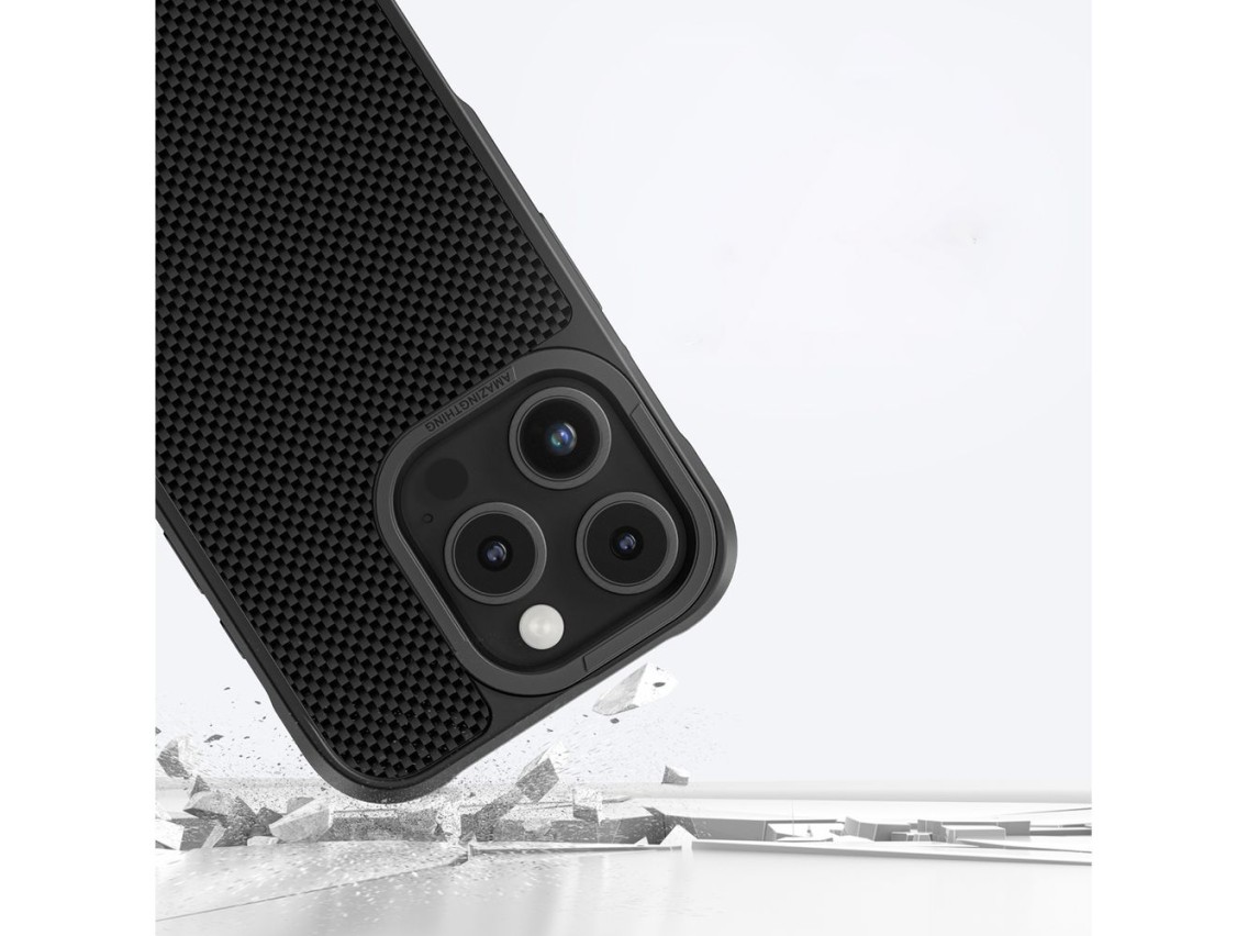 Capa AmazingThing Titan Max com fibras de aramida 600D para iPhone 16 Pro Max - Preta