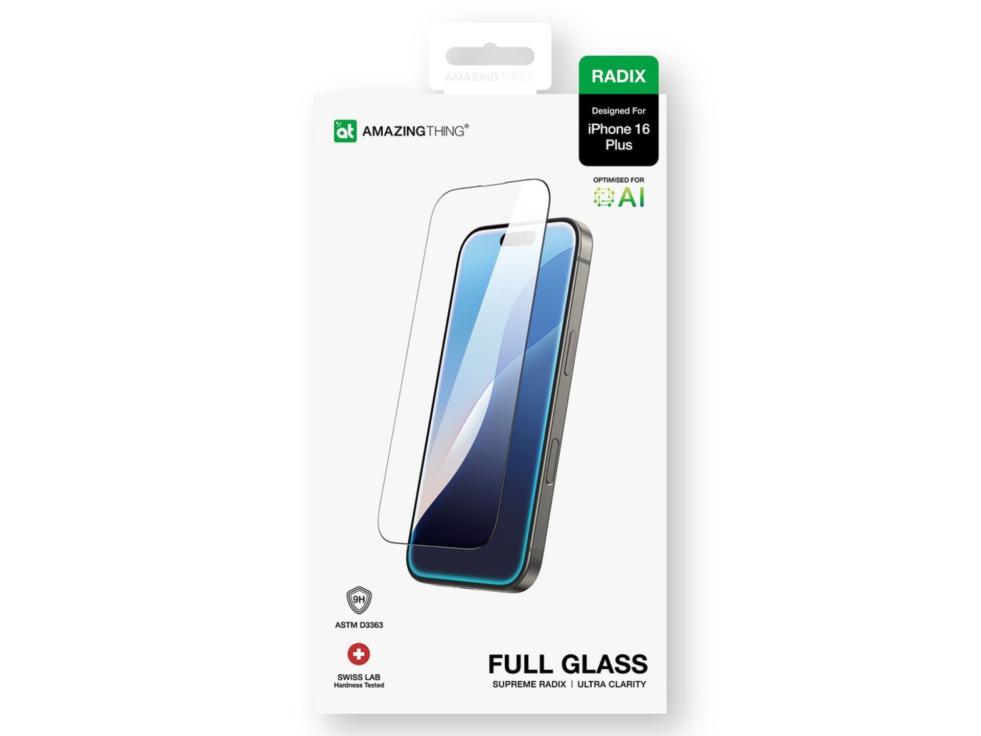 AmazingThing Radix Full Glass tempered glass for iPhone 16 Plus