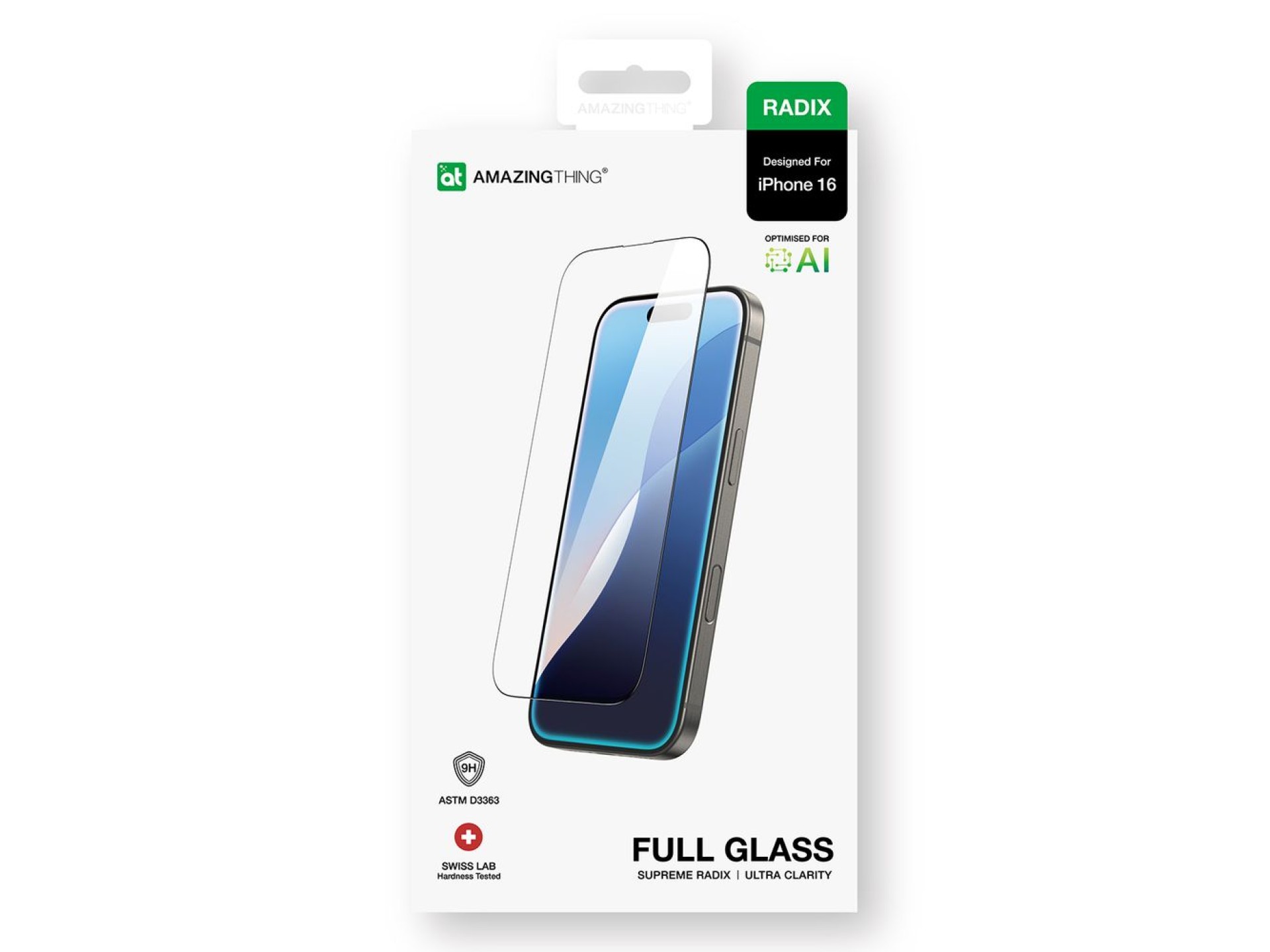 AmazingThing Radix Full Glass tempered glass for iPhone 16