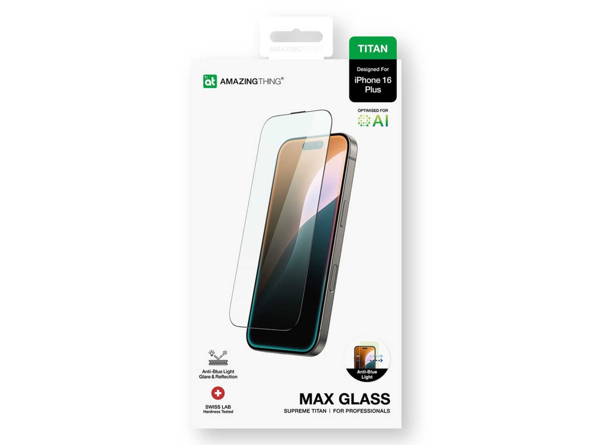 Película de vidro temperado AmazingThing Titan Max para iPhone 16 Plus