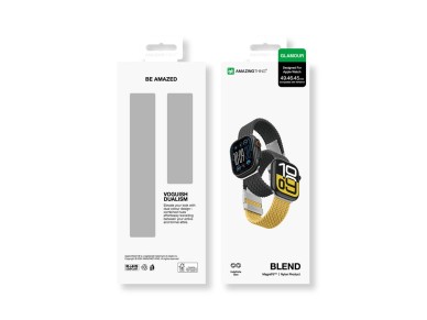 Conjunto de 2 pulseiras AmazingThing Blend para Apple Watch 45/46/49mm - Amarelo-Preto/Preto