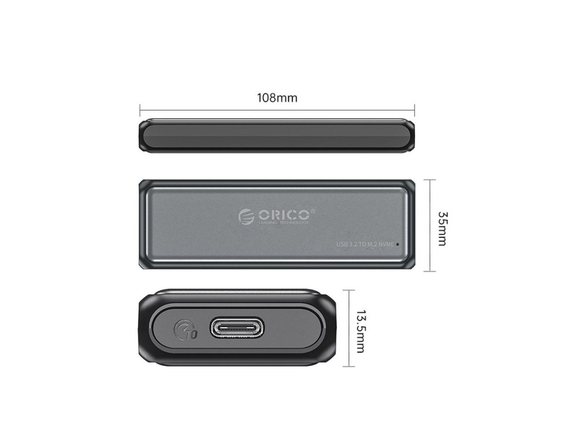 Unidad de disco Orico DDM2-C3-G2 M.2 NVME USB-A USB-C 3.2 10 Gb/s - Gris