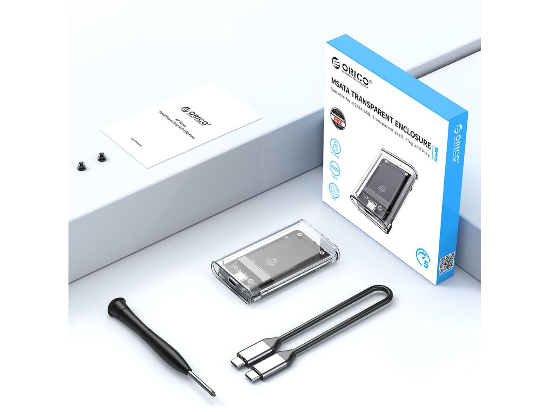 Orico TC10-MS MSATA USB-C 3.2 5Gb/s Disk Cartridge - Transparent