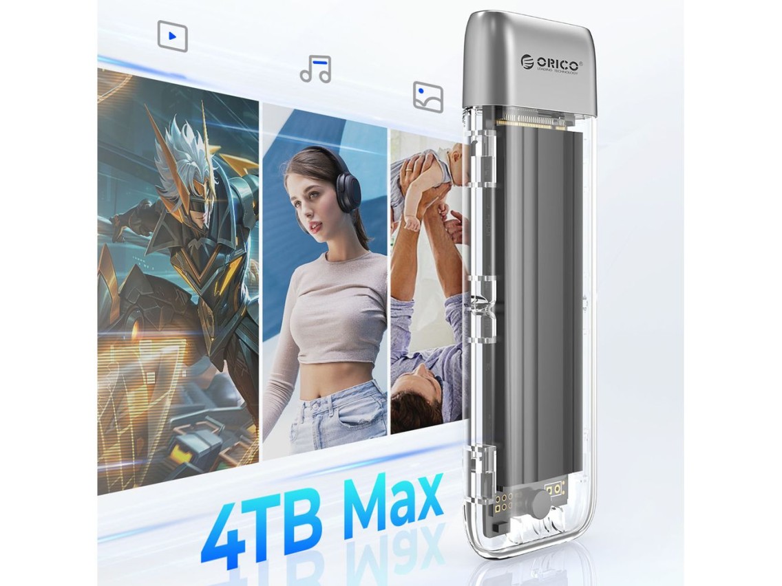 Unidade de disco Orico TXM2-C3 M.2 NVME USB-C 3.2 10Gb/s - Cinza