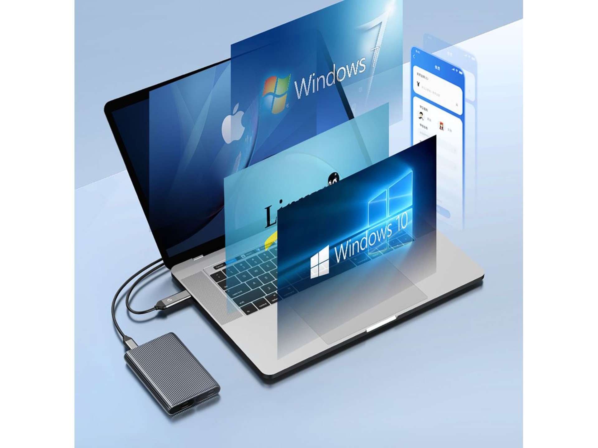Adaptador doble para discos Orico AM2C3-2N para dos unidades M.2 NVMe USB-C 3.2 de 10 Gb/s - Gris