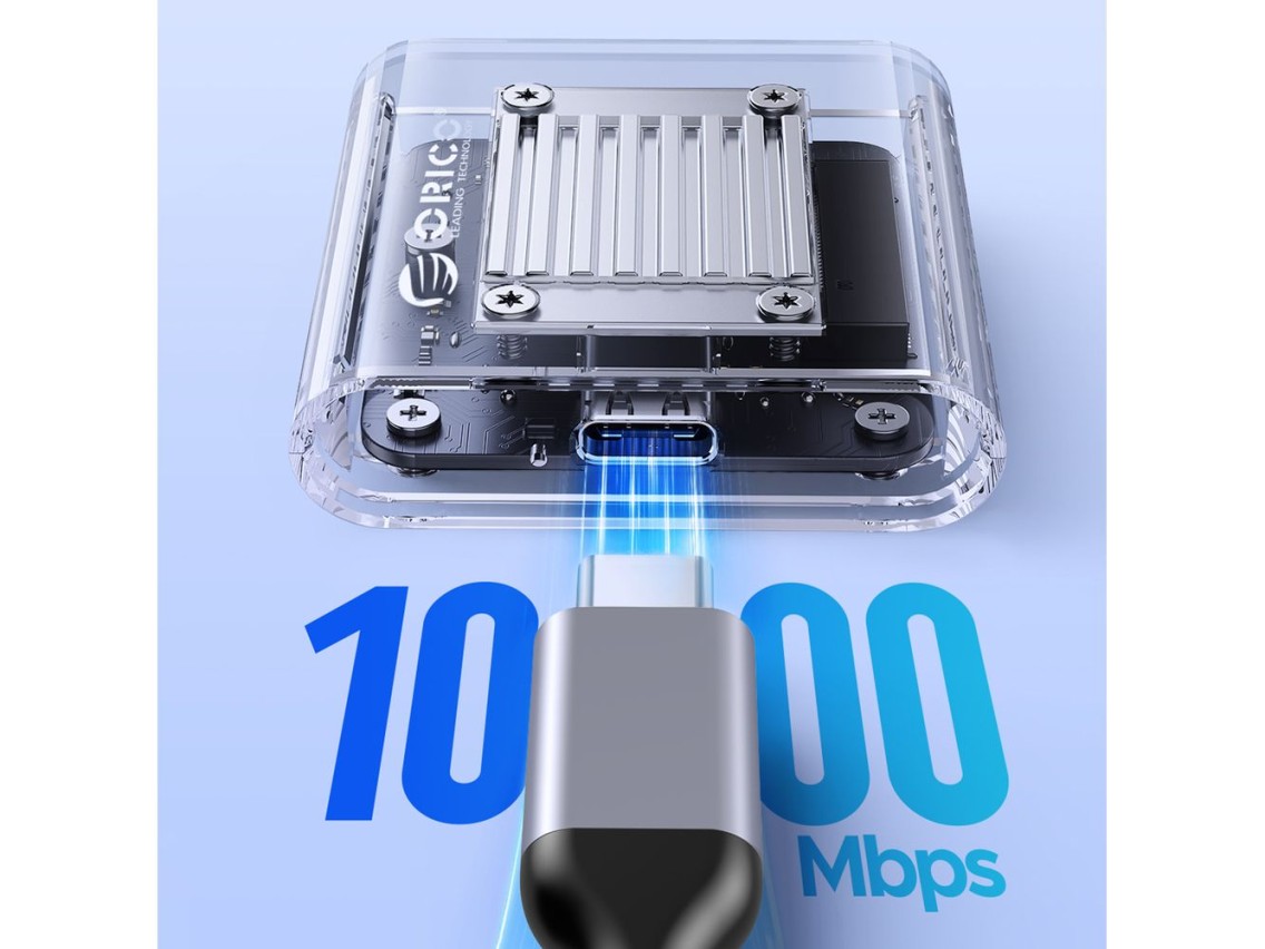 Adaptador para disco duro Orico TC20-M2-10G M.2 NVME USB-C 3.2 - Transparente