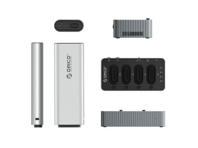 Esta��o de acoplamento Orico IT48N-C para 4 discos com fun��o de clonagem M.2 NVMe - Cinza