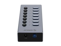 Hub Orico BT2U3-7AB com 7 portas USB-A 3.0 e interruptores - cinza Hub Orico BT2U3-7AB com 7 portas USB-A 3.0 e interruptores - cinza