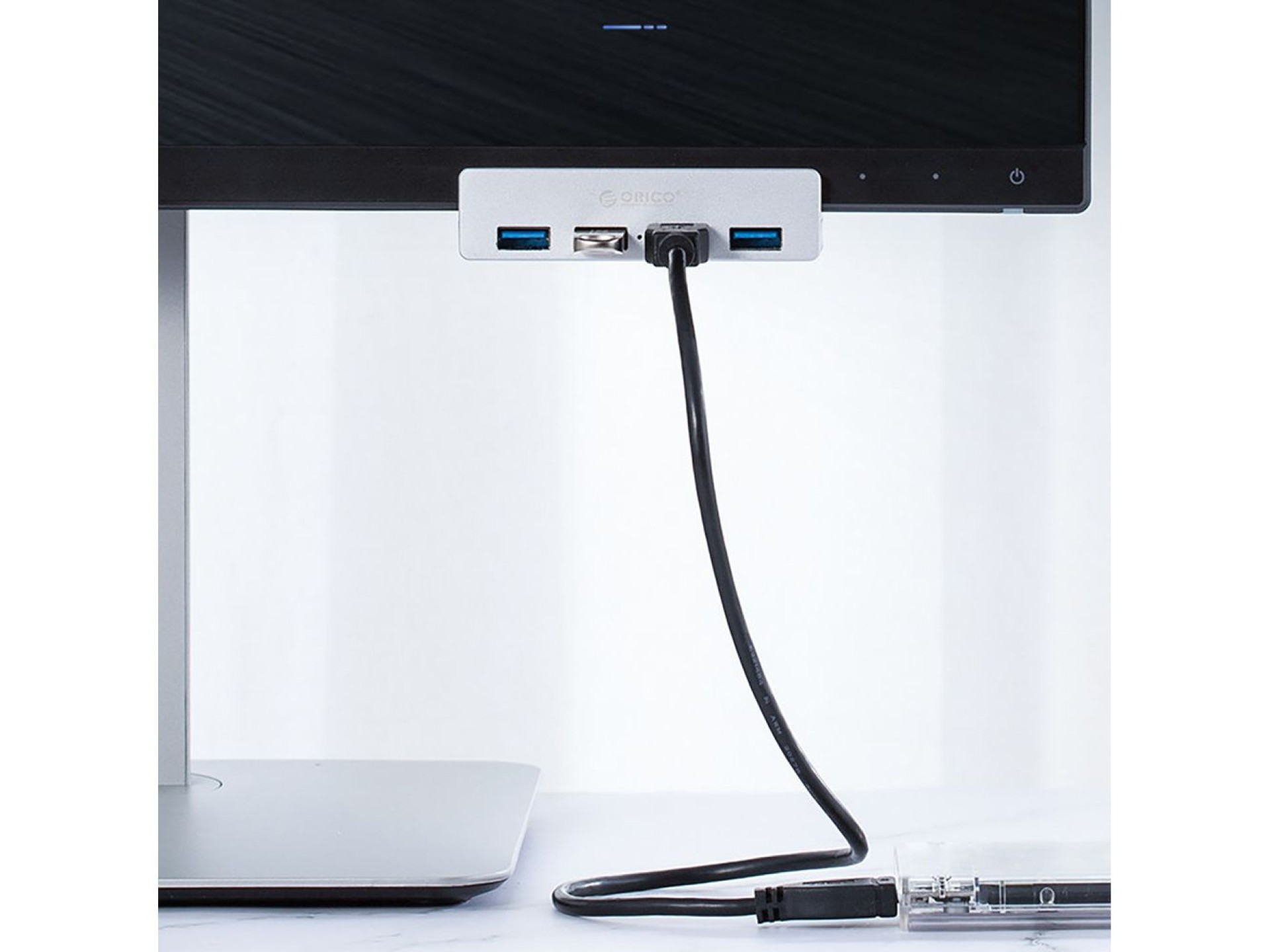 Orico MH4PU Hub Clamp-Mounted 4x USB-A 3.0 - Silver
