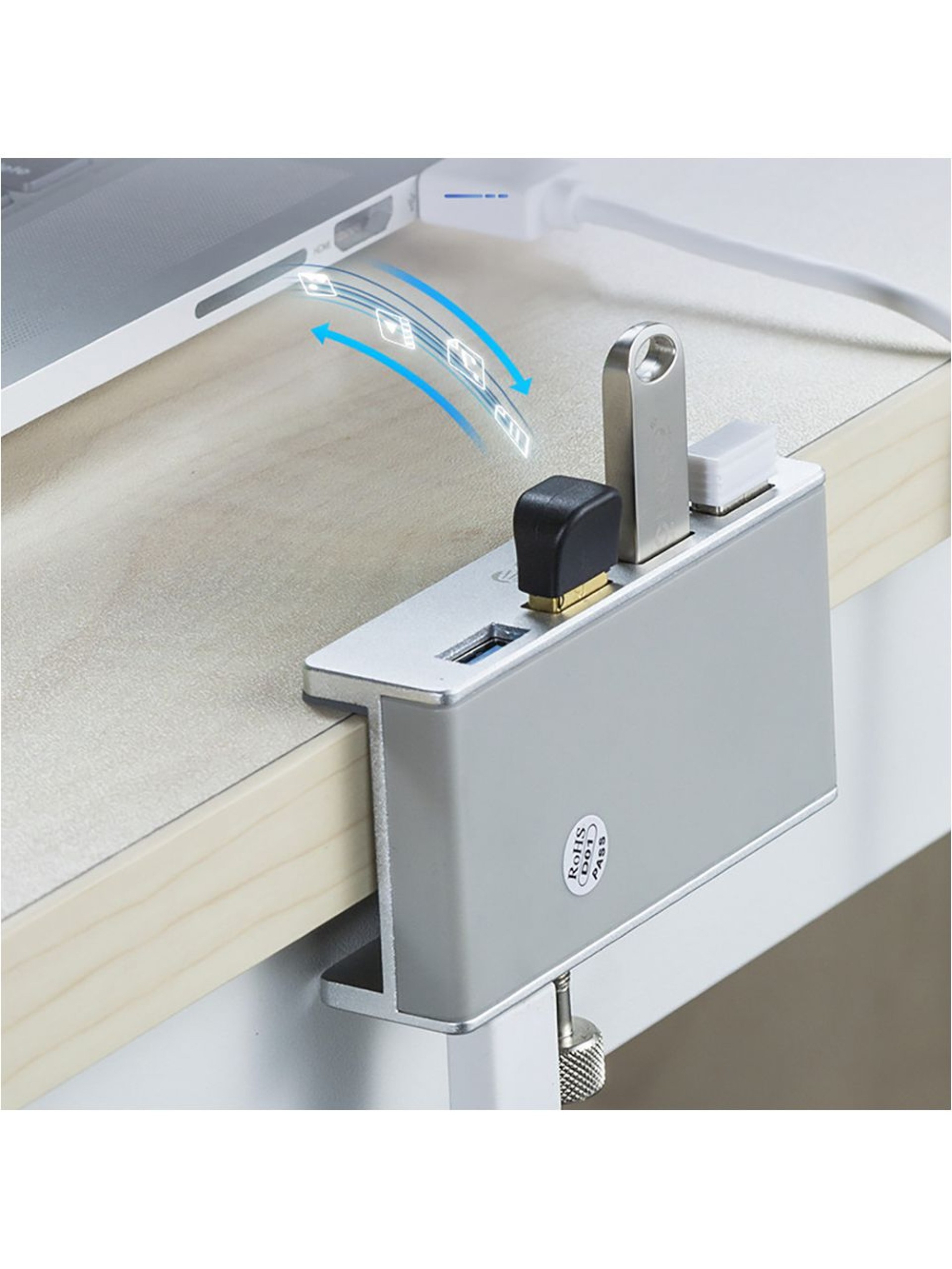 Orico MH4PU Hub Clamp-Mounted 4x USB-A 3.0 - Silver