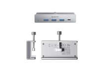 Hub Orico MH4PC com fixa��o por grampo, USB-C / 3x USB-A 3.0 + 1x USB-C 3.0 - Prateado