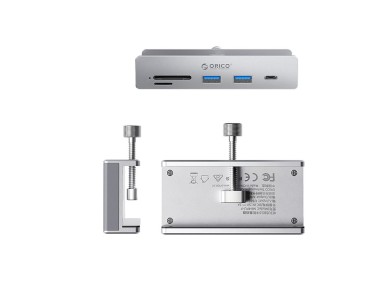 Orico MH5PC Hub Clamp-Mounted USB-C / 2x USB-A 3.2 + 1x USB-C 3.2 + 1x SD&TF - Silver Orico MH5PC Hub Clamp-Mounted USB-C / 2x USB-A 3.2 + 1x USB-C 3.2 + 1x SD&TF - Silver