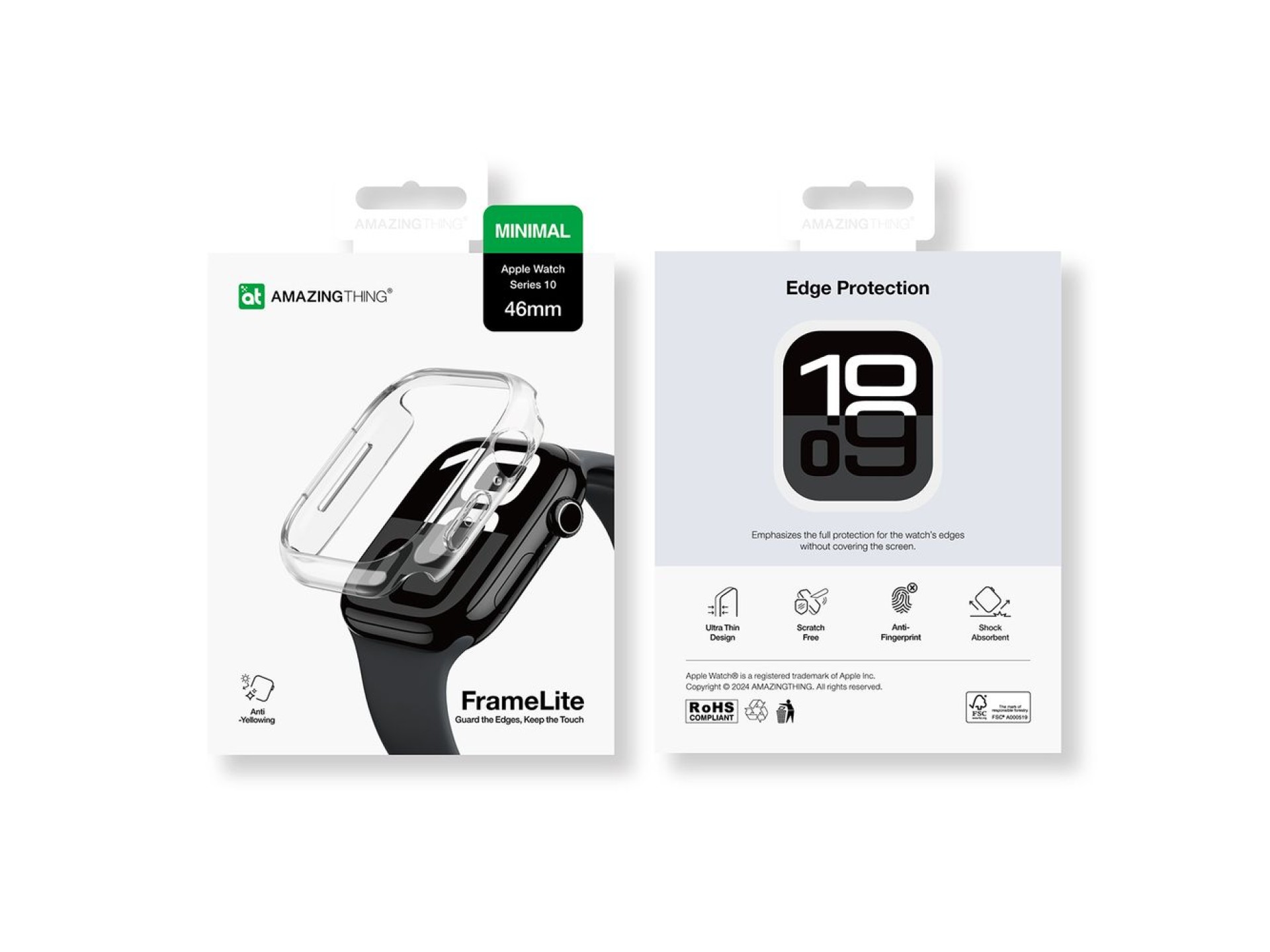 Capa minimalista AmazingThing para Apple Watch 46mm - Transparente