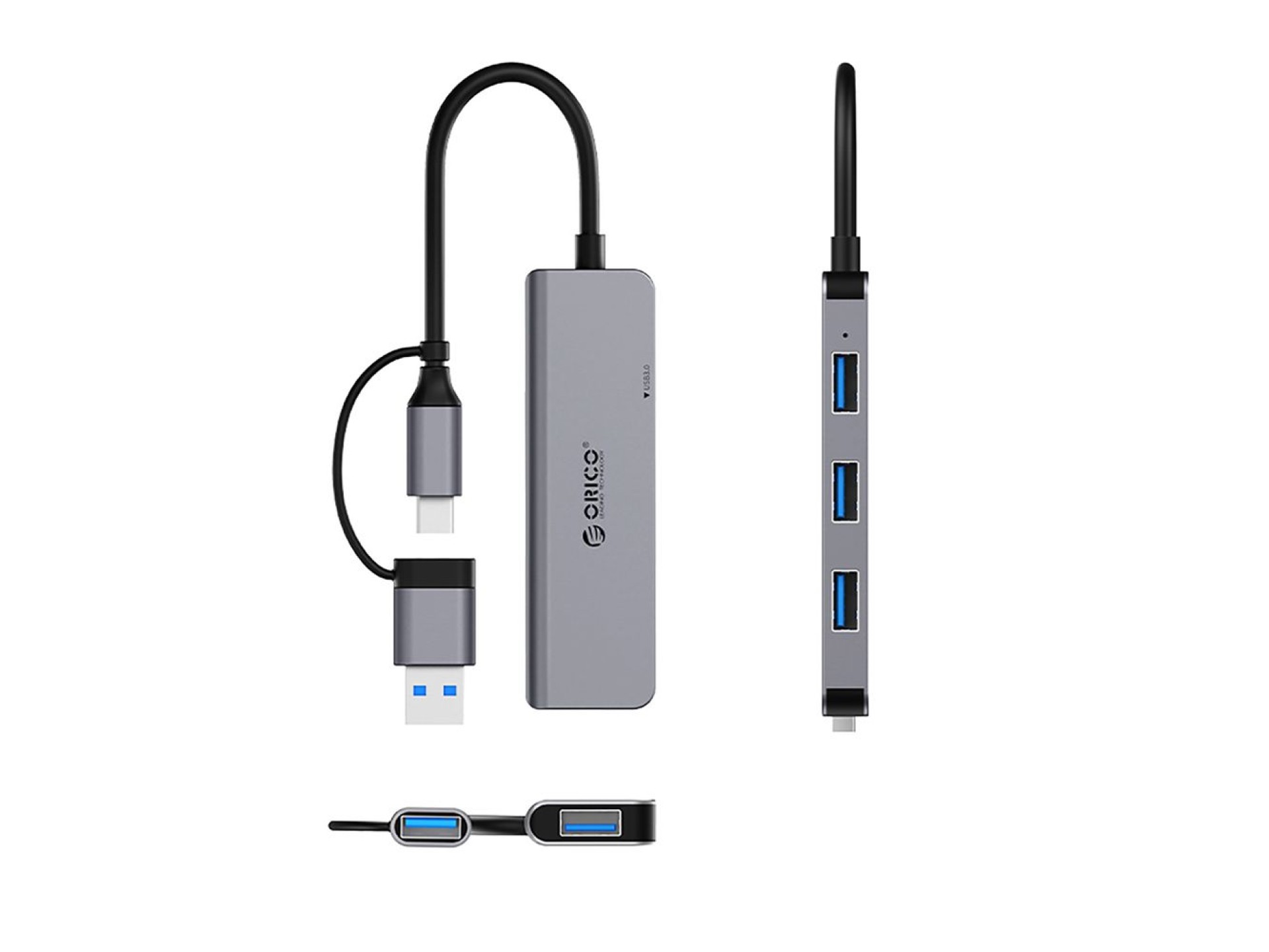 Orico YSA5-U3 USB-A/USB-C Hub Docking Station 3x USB-A 2.0 + 1x USB-A 3.0 - Gray