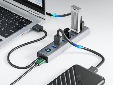 Orico CL7U-U3 hub 7x USB-A 3.0 + USB-C 5V/3A 1m - gray