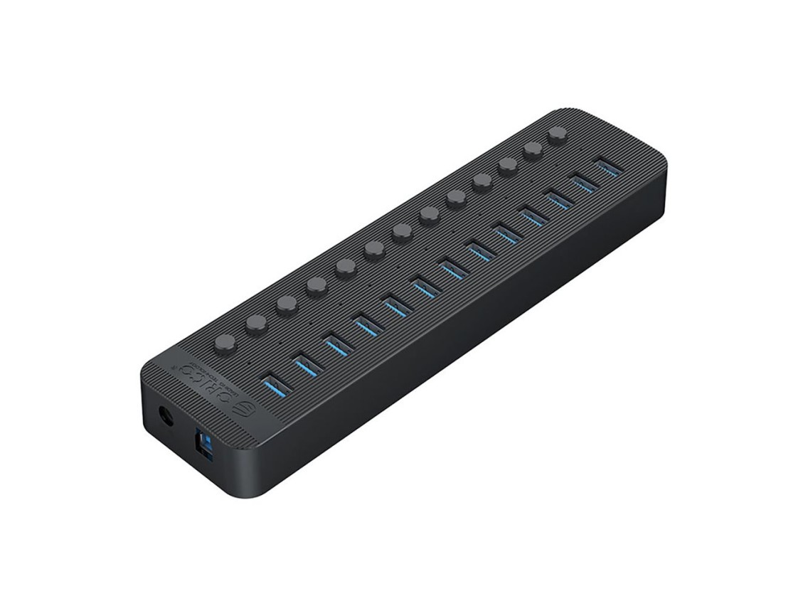 Hub Orico CT2U3-13AB com 13 portas USB-A 3.0 e interruptores - Preto