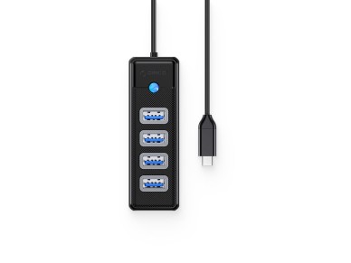 Hub Orico PW4U-C3 USB-C / 4x USB-A 3.0 - Preto