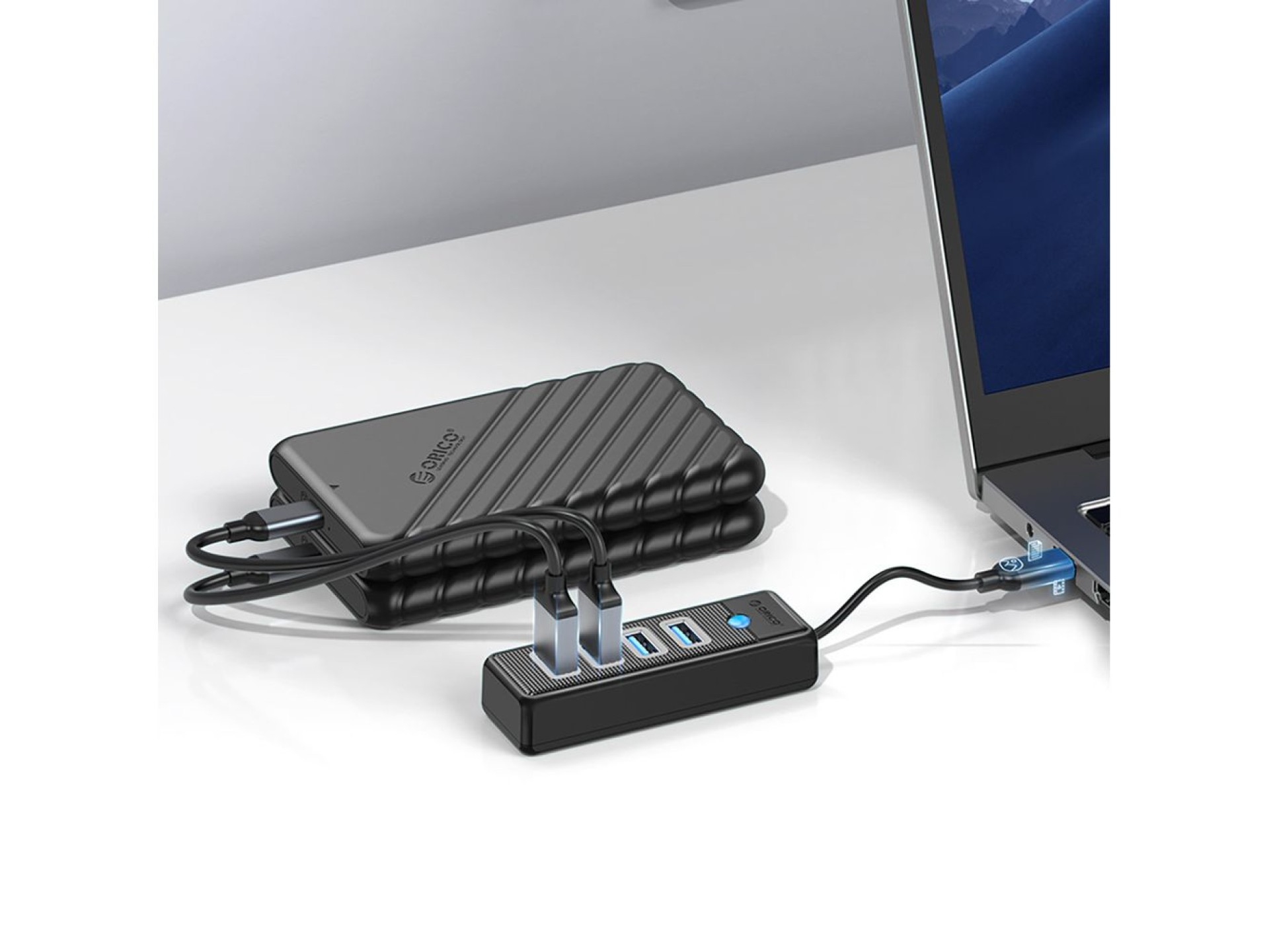 Hub USB-C Orico PWC2U-C3 / 2 puertos USB-A 3.0 + 1 puerto USB-C 3.0 - Negro