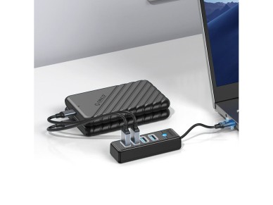 Hub Orico PW4U-C3 USB-C / 4x USB-A 3.0 - Preto