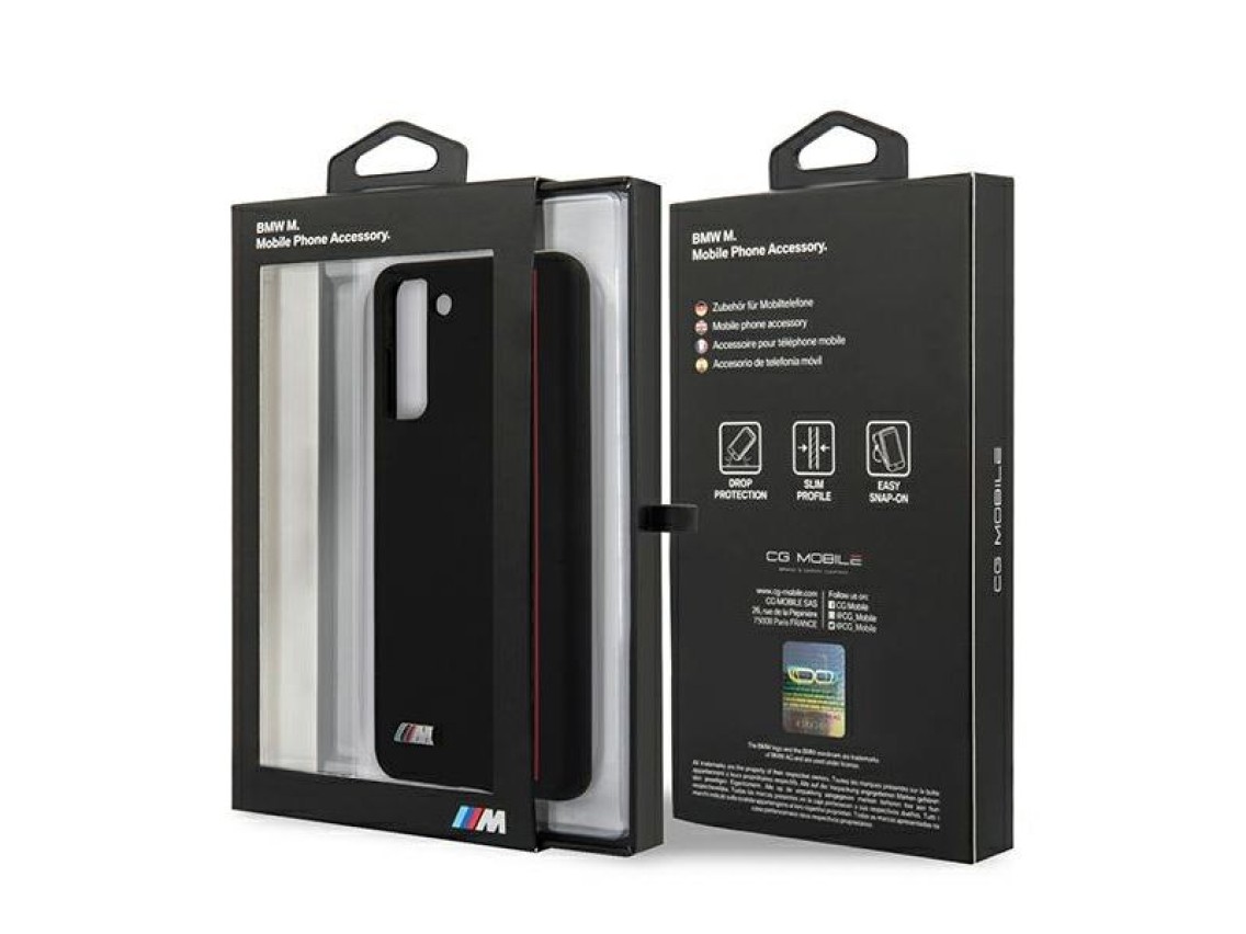 Capa BMW Silicone Stripes M Collection para Samsung Galaxy S21+ - Preta