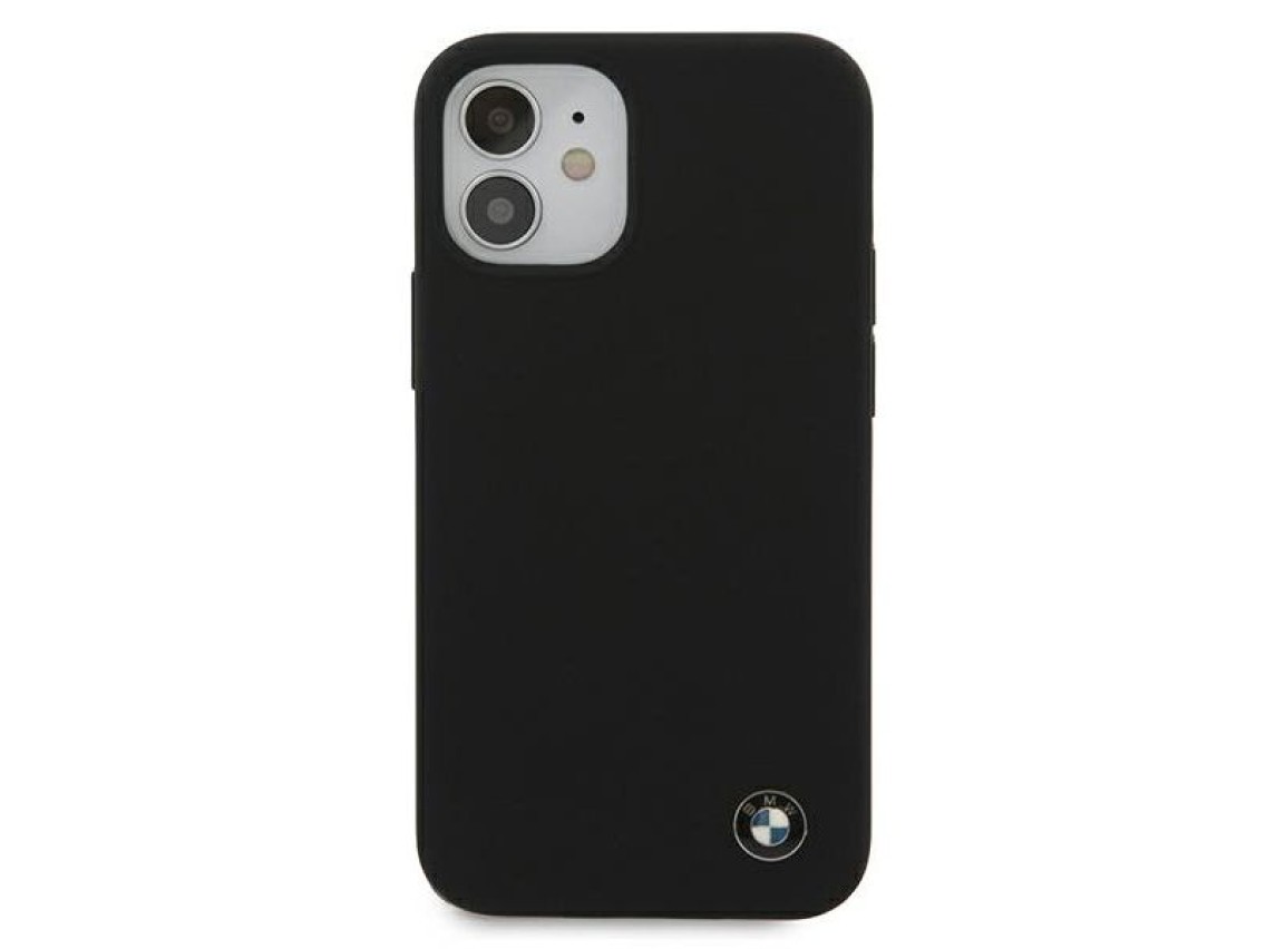 Funda de silicona BMW Signature para iPhone 12 mini - Negra