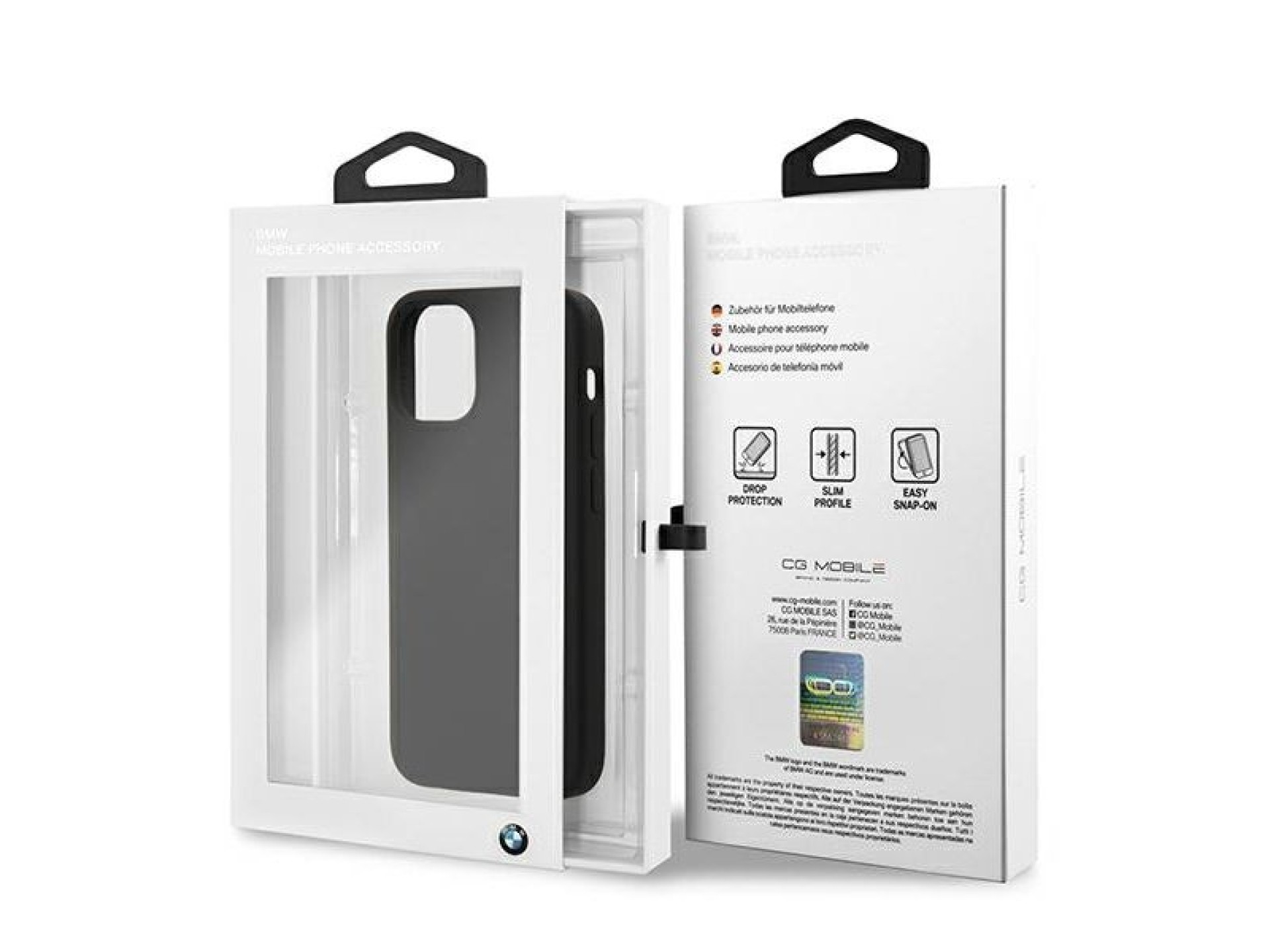 Funda de silicona BMW Signature para iPhone 12 mini - Negra