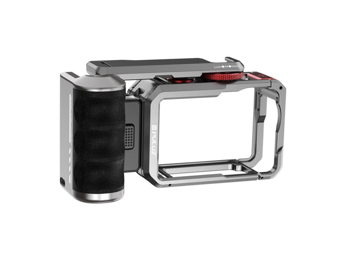 Gaiola de expansão em titânio com alça e conexões Puluz adicionais para DJI Osmo Action 6