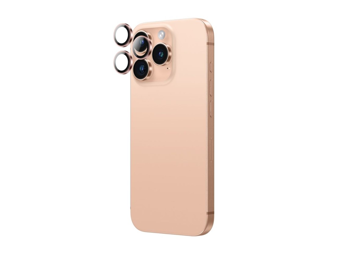 AmazingThing AR Aluminum 3 Lens Glass with Camera Lens Frame for iPhone 16 Pro / 16 Pro Max - Rose G