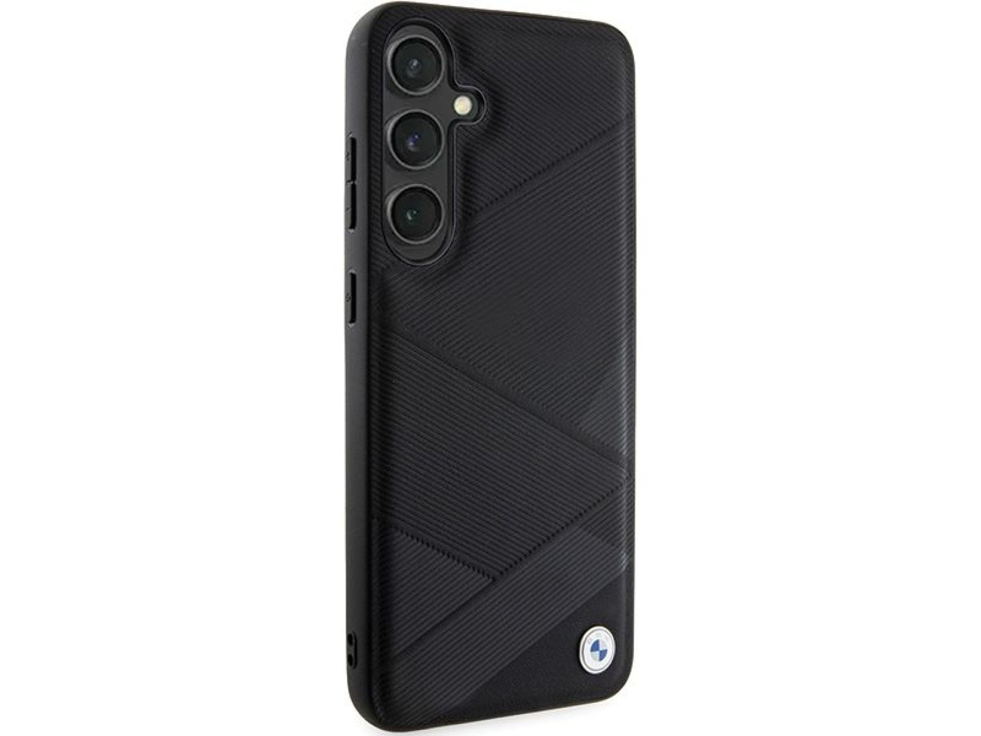 BMW BMHCS24S23RCGPK S24 S921 estojo rígido preto/preto em couro Signature com padrão de linhas cruza