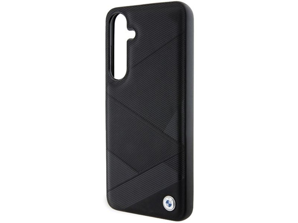 BMW BMHCS24S23RCGPK S24 S921 estojo rígido preto/preto em couro Signature com padrão de linhas cruza