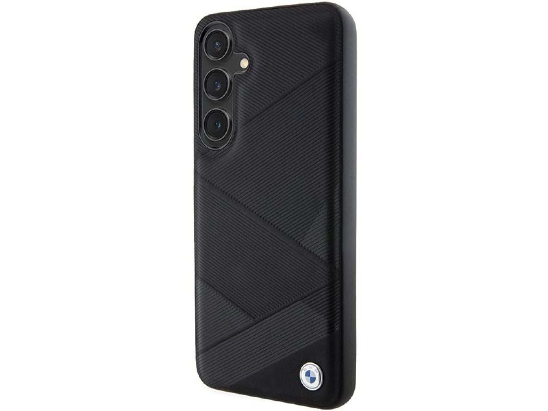 BMW BMHCS24S23RCGPK S24 S921 estojo rígido preto/preto em couro Signature com padrão de linhas cruza