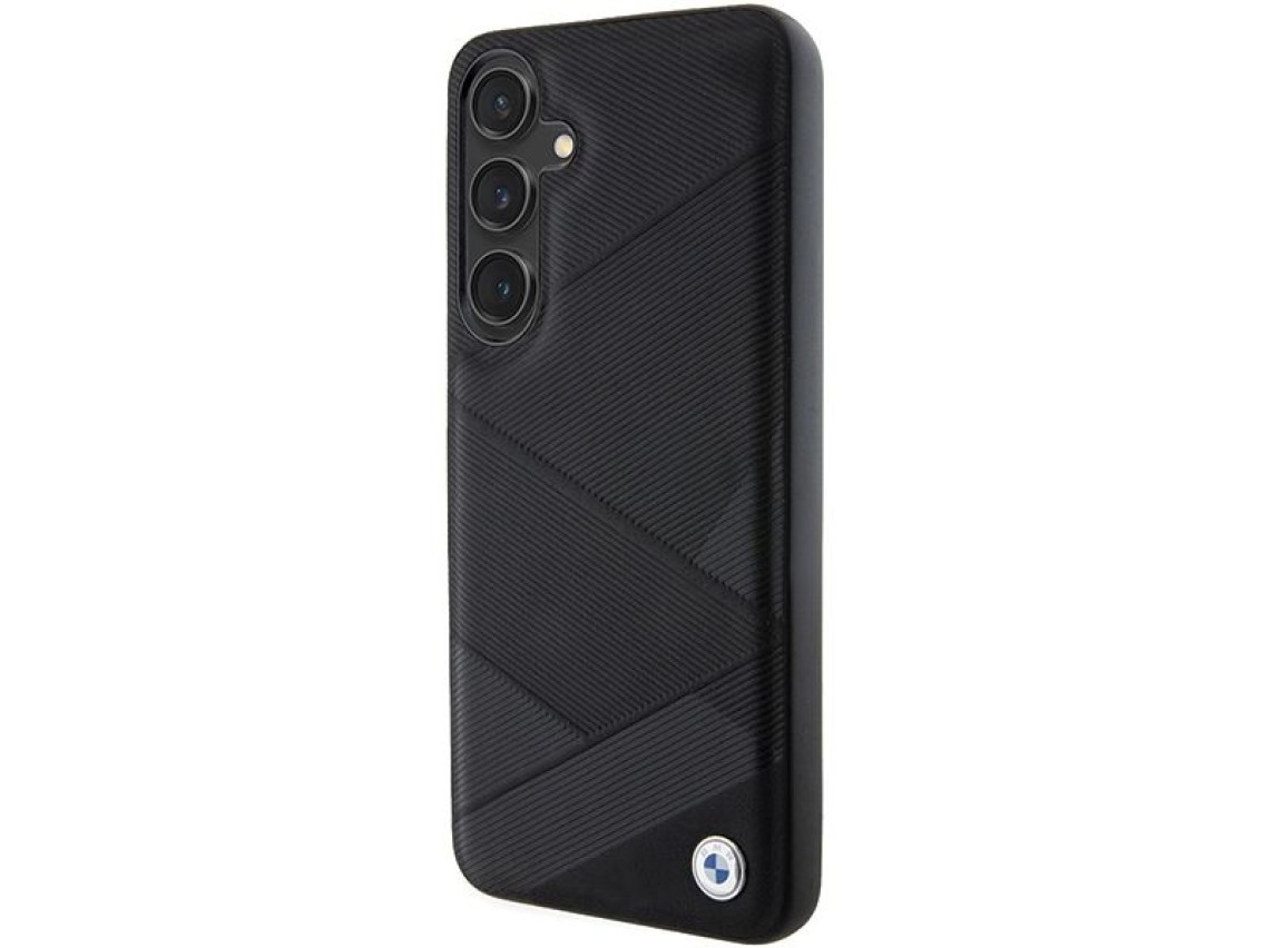 BMW BMHCS24S23RCGPK S24 S921 estojo rígido preto/preto em couro Signature com padrão de linhas cruza