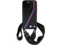 Funda BMW M Edition Carbon Tricolor Lines & Strap para iPhone 15 Pro - negra Funda BMW M Edition Carbon Tricolor Lines & Strap para iPhone 15 Pro - negra