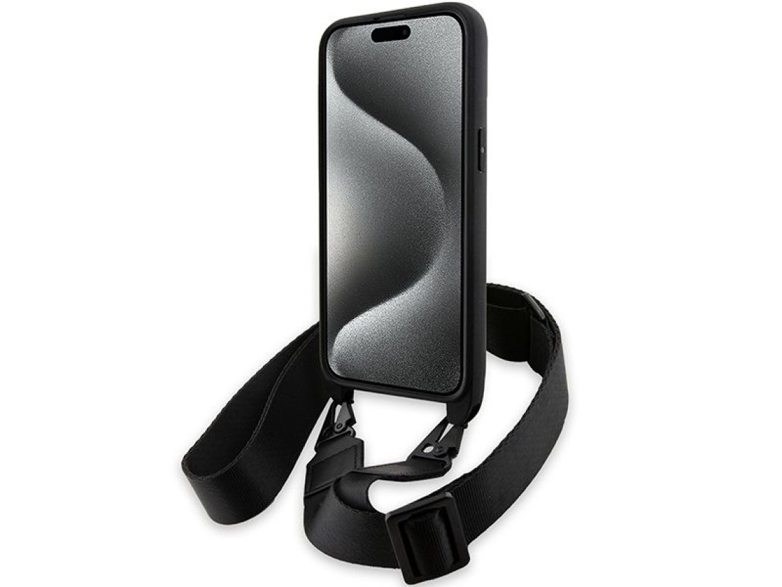 Funda BMW M Edition Carbon Stripe & Strap para iPhone 15 Pro - negra