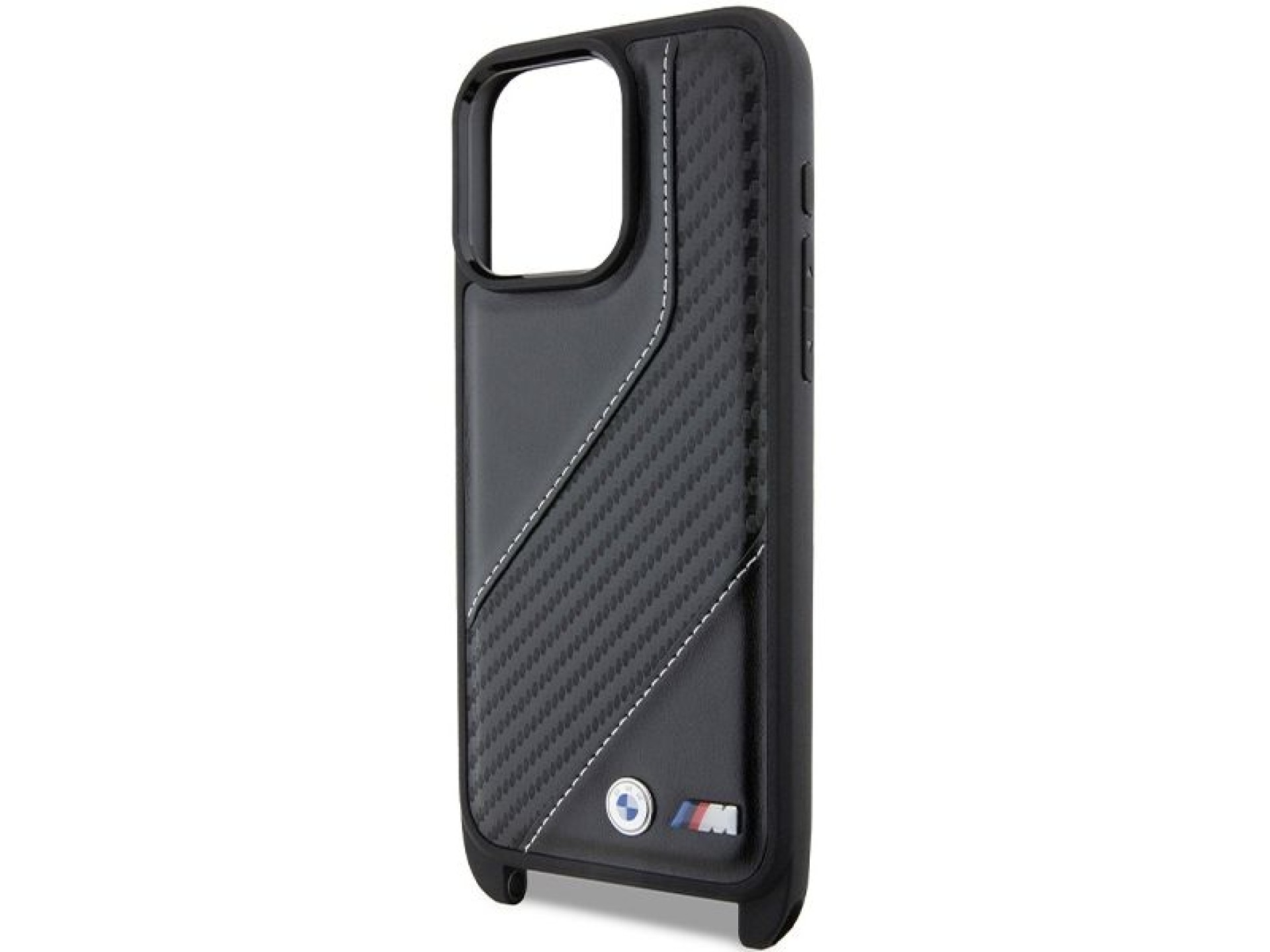 Funda BMW M Edition Carbon Stripe & Strap para iPhone 15 Pro - negra