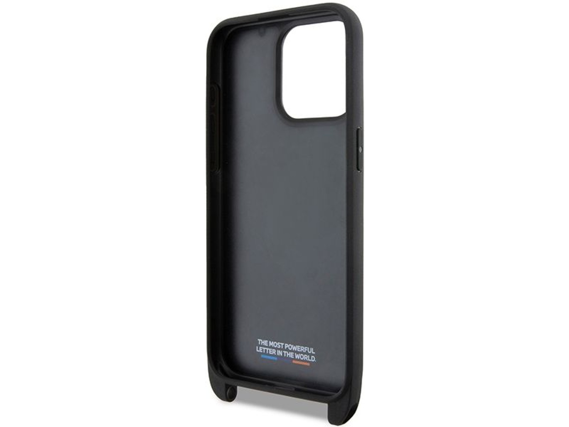 BMW M Edition Carbon Tricolor Lines & Strap case for iPhone 15 Pro Max - black