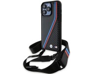 BMW M Edition Carbon Tricolor Lines & Strap case for iPhone 15 Pro Max - black BMW M Edition Carbon Tricolor Lines & Strap case for iPhone 15 Pro Max - black