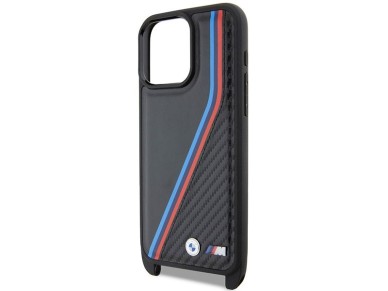 Funda BMW M Edition Carbon Tricolor Lines & Strap para iPhone 15 Pro Max - negra Funda BMW M Edition Carbon Tricolor Lines & Strap para iPhone 15 Pro Max - negra